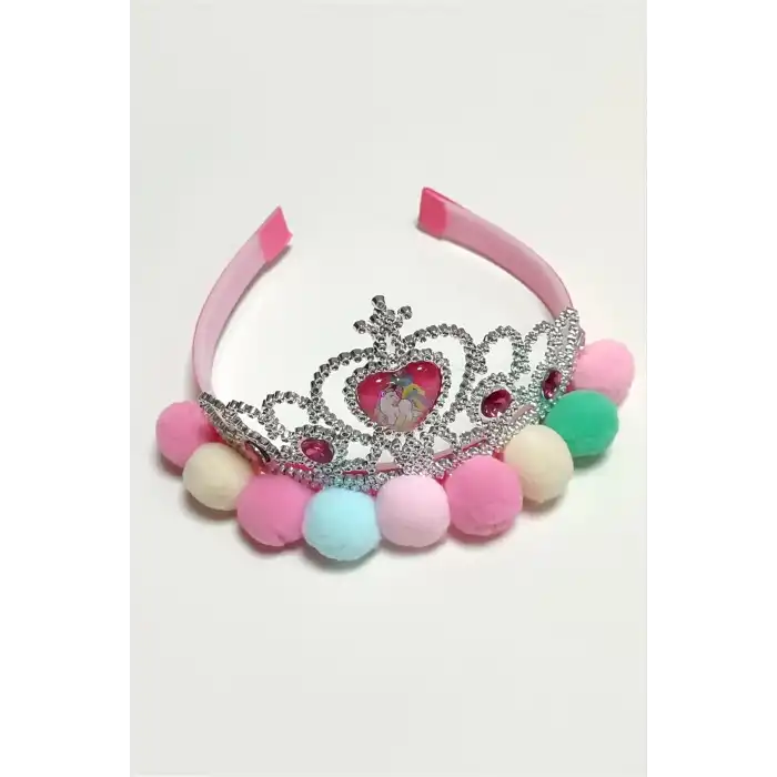Unicorn Ponponlu Plastik Taç