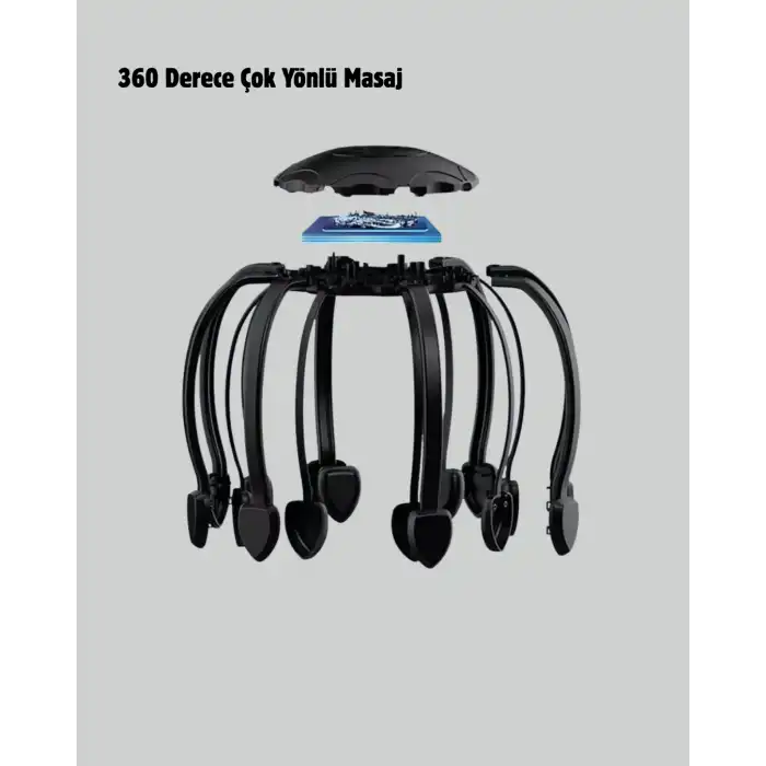 USB Şarjlı Kafa Masaj Aleti 3 Modlu 8 Başlıklı Stres Giderici