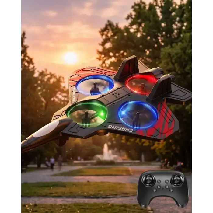 Uzaktan Kumandalı Drone Uçak LED Işıklı 360 Derece Akrobatik Hareket Özellikli