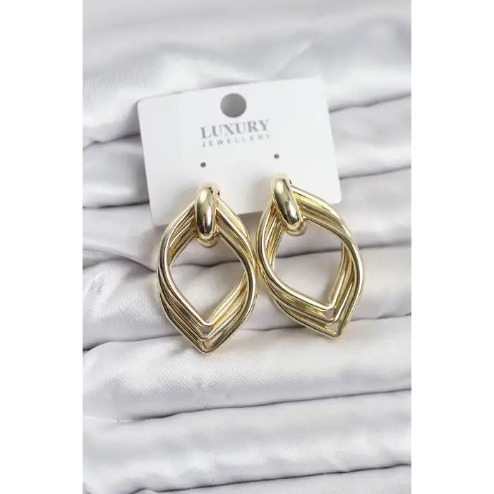 Vintage Gold Renk Pirinç Kadın Küpe