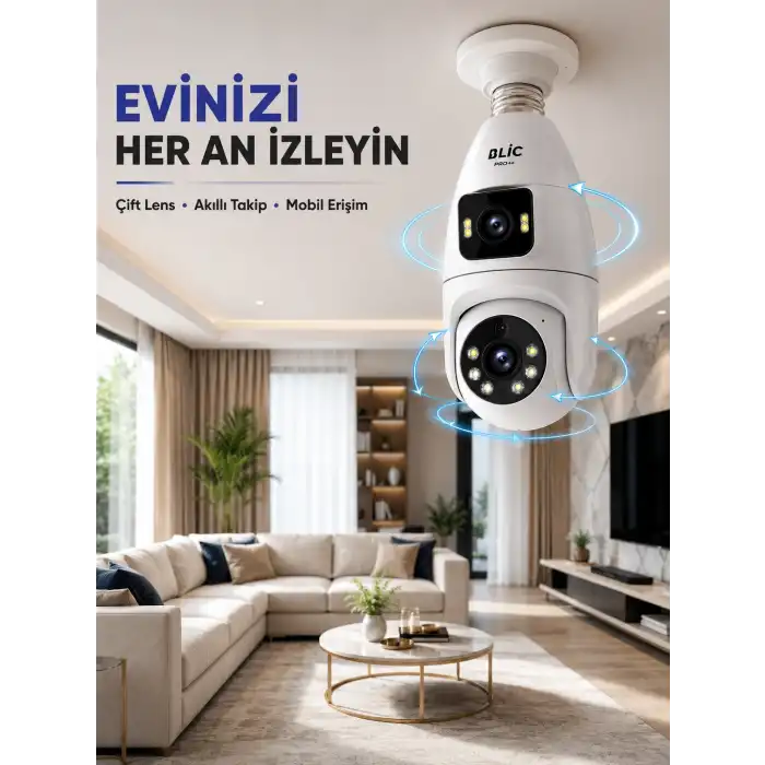 Çift Lens Wi-Fi Ampul Kamera ve Mobil Kontrol Yüksek Çözünürlüklü
