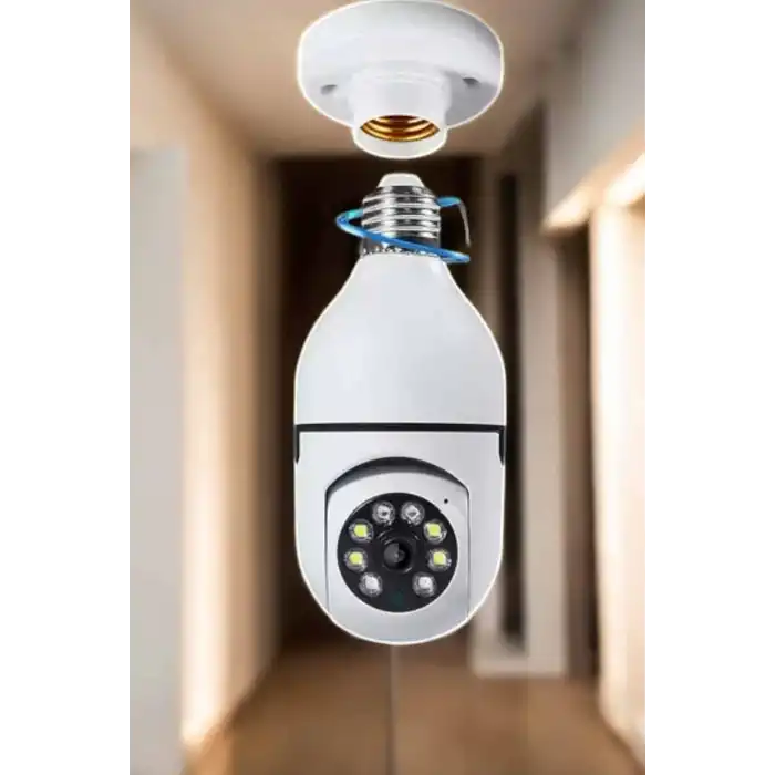 Wifi Kamera Duylu Ampul Görünümlü 360 Derece Dönebilen Ev Kamerası