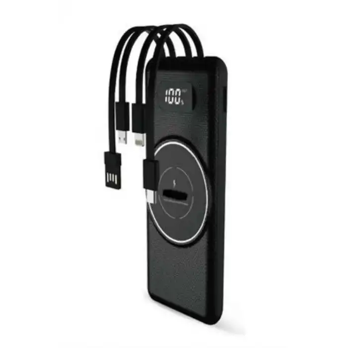 Wireless Powerbank 10000 Mah LED Ekranlı Dahili Kablolu Hızlı Şarj