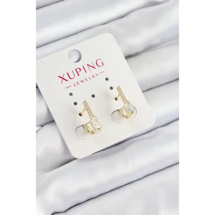 Xuping Zirkon Taşlı I Model Gold Renk Kadın Küpe