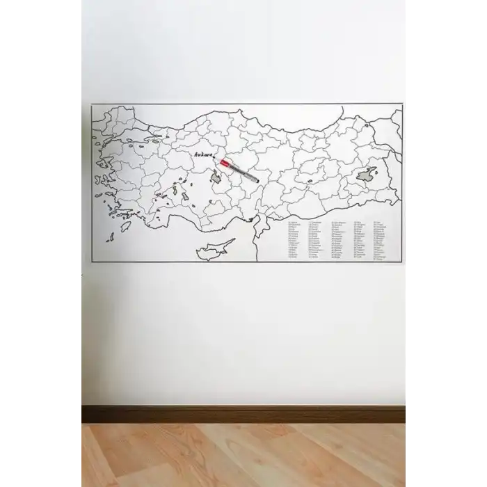 Yazılabilir Türkiye Haritası Manyetik Duvar Stickerı 110 x 56 cm