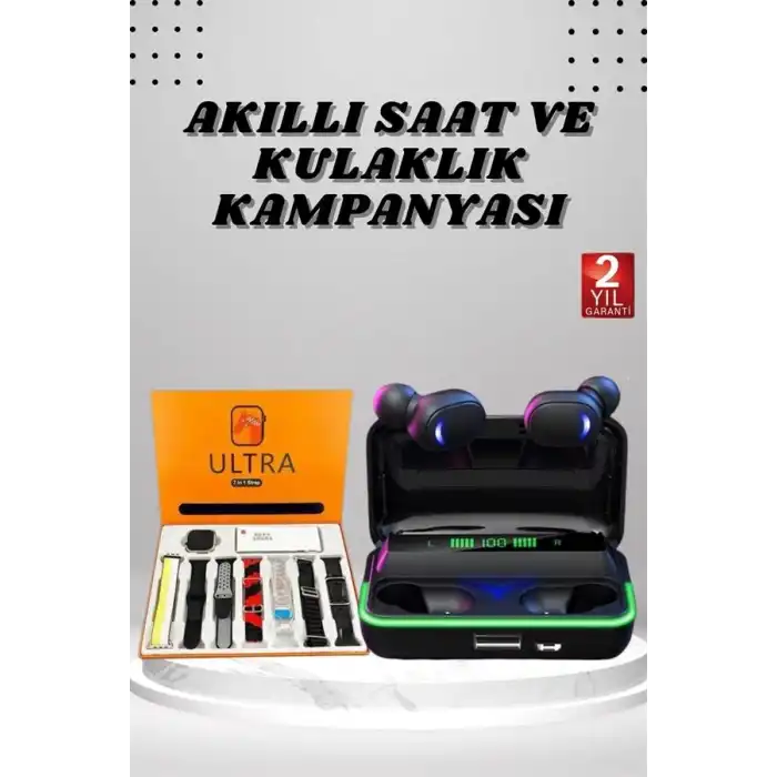 Yeni Nesil Akıllı Saat ve Bluetooth Kulaklık Kampanyası Android Ve İOS Uyumlu Uyku ve Sağlık Takibi