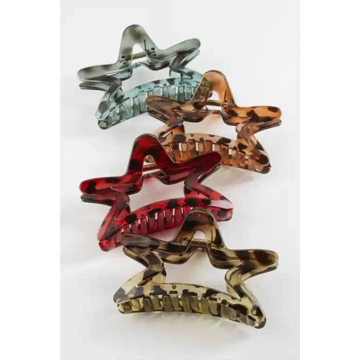 Yıldız Leopar Desenli Mandal Toka 12 cm