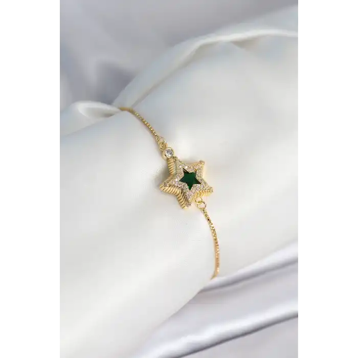 Yıldız Model Asansörlü Gold Renk Kadın Bileklik