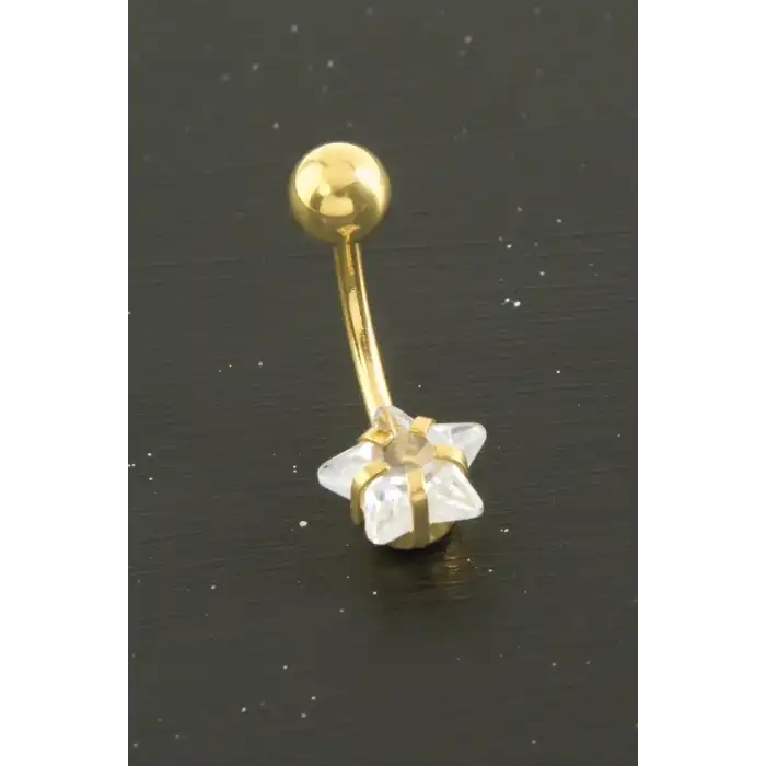 Yıldız Zirkon Taşlı Çelik Piercing 1 Adet