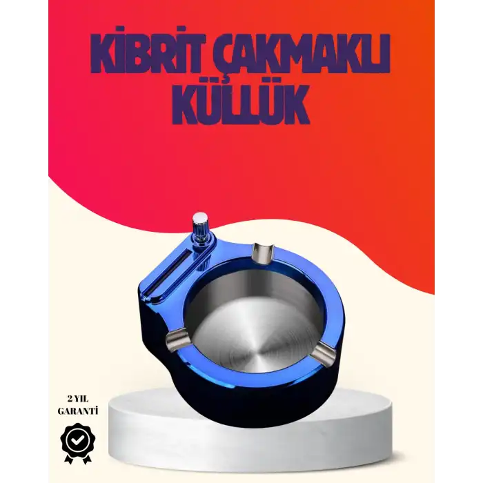 Yuvarlak Metal Küllük Çakmak Entegreli Dayanıklı Yapı