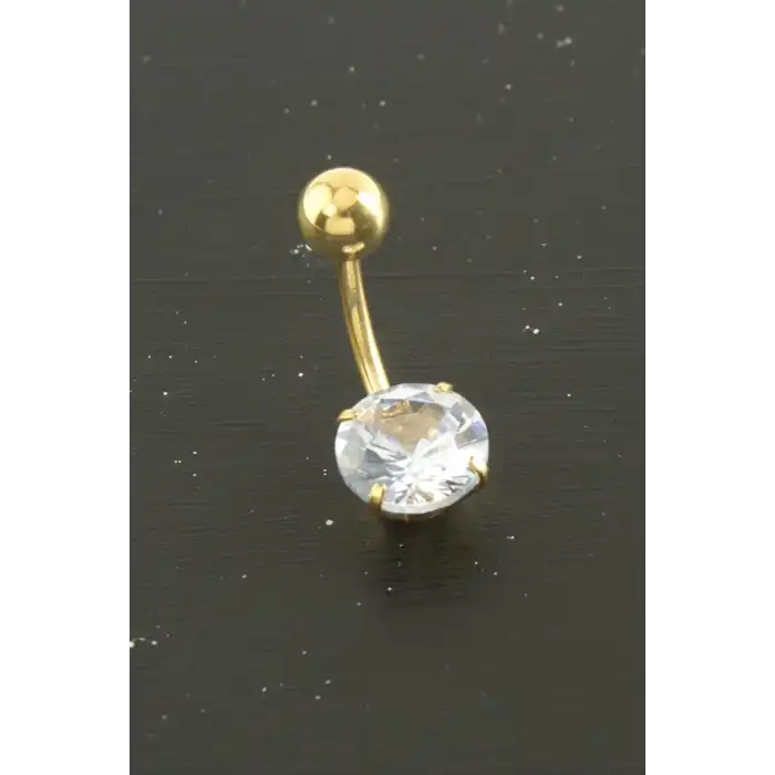 Yuvarlak Zirkon Taşlı Çelik Piercing 1 Adet