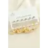 12 Adet Ezme Taşlı Halka Küpe