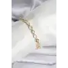 14K Gold Renk Kaplama Baklava Dilim Model Kadın Bileklik