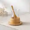 18 Parça Bambu Çay Seti - 6 Çay Bardağı - Borosilikat Cam
