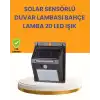 20 Led Güneş Enerjili Hareket Sensörlü Dış Mekan Duvar Lambası