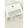 3 Adet Baget Zirkon Taşlı Küpe