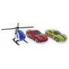 3lü Beyaz Helikopterli Metal Araçlar
