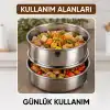 3lü Metal Sefer Tası - Paslanmaz Çelik - 16 cm