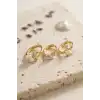 3 lü Set Çiçek Model Gold Renk Kadın Küpe