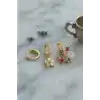3 lü Set Gold Renk Çiçek Model Küpe