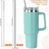 31 cm Ekstra Uzun Paslanmaz Çelik Pipet Seti – 3 Parça (Eğri + Düz + Fırça)