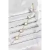 316L Çelik Beyaz Sedef Yonca Model Gold Renk Kadın Bileklik