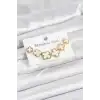 316L Çelik Gold Beyaz Renk 3 Boy Yonca Küpe Seti