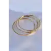 316L Çelik Gold Renk 3lü Ajda Model Kadın 60 mm Bilezik