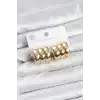 316L Çelik Gold Renk 3lü Görünüm Kadın Küpe