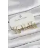 316L Çelik Gold Renk 6lı Set Geometrik Model Kadın Küpe