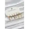 316L Çelik Gold Renk 6lı Set Yonca Model Kadın Küpe