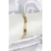 316L Çelik Gold Renk 65 mm Ajda Zikzak Model 3lü Kadın Bileklik