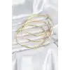 316L Çelik Gold Renk 65 mm Ajda Zikzak Model 3lü Kadın Bileklik