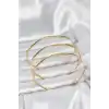 316L Çelik Gold Renk 65 mm Ajda Zikzak Model 3lü Kadın Bileklik