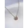 316L Çelik Gold Renk Açılır Zirkon Taşlı Yonca Model Kadın Kolye