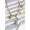 316L Çelik Gold Renk Deniz Kabuğu Charmlı Kadın Kolye