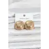 316L Çelik Gold Renk Düğme Model Kadın Küpe