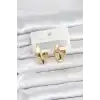 316L Çelik Gold Renk Elmas Model Halka Kadın Küpe