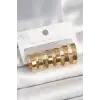 316L Çelik Gold Renk Halka Model Kadın Küpe Seti