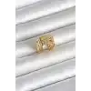 316L Çelik Gold Renk Hasır Model Kadın Yüzük