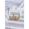 316L Çelik Gold Renk İşlemeli Halka Model Kadın Küpe