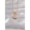 316L Çelik Gold Renk Karışık Mineli Ay Figür Tarot Kolye