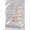 316L Çelik Gold Renk Karışık Mineli Ay Figür Tarot Kolye