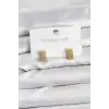 316L Çelik Gold Renk Külçe Altın Model Kadın Küpe