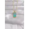 316L Çelik Gold Renk Mavi Mineli Tarot Kolye