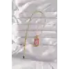 316L Çelik Gold Renk Mor Mineli El Figür Tarot Kolye