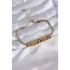 316L Çelik Gold Renk Oval Figürlü Bileklik