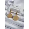 316L Çelik Gold Renk Pentagram İşleme Model Kadın Küpe