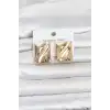 316L Çelik Gold Renk Plaka Model Kadın Küpe