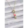 316L Çelik Gold Renk Renkli Kalp Figür Charm Model Kadın Kolye